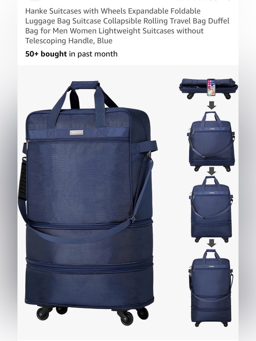 Travel Duffle Bag for Men - Navy Blue